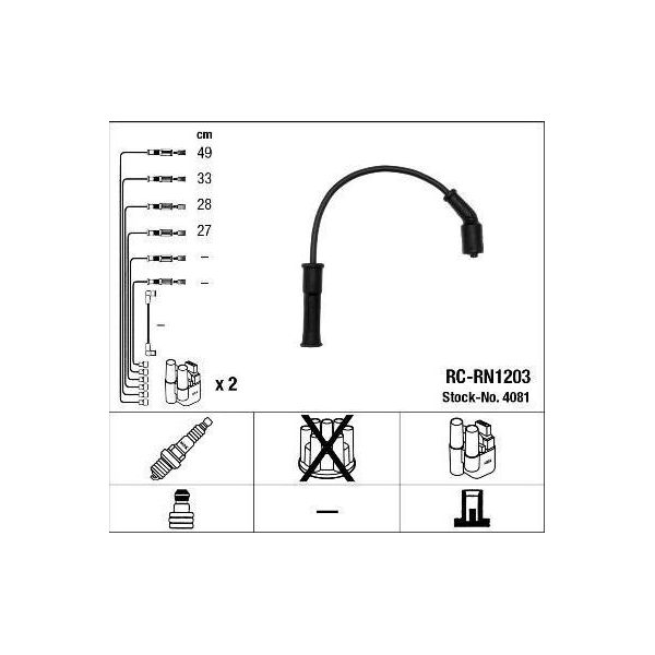 Ngk 4081 - Set Di Cavi Candela Oe 77 00 273 226 Per Clio Ii, Kangoo (Kc), Kangoo (Fc), Megane I, Megane Scenic-image