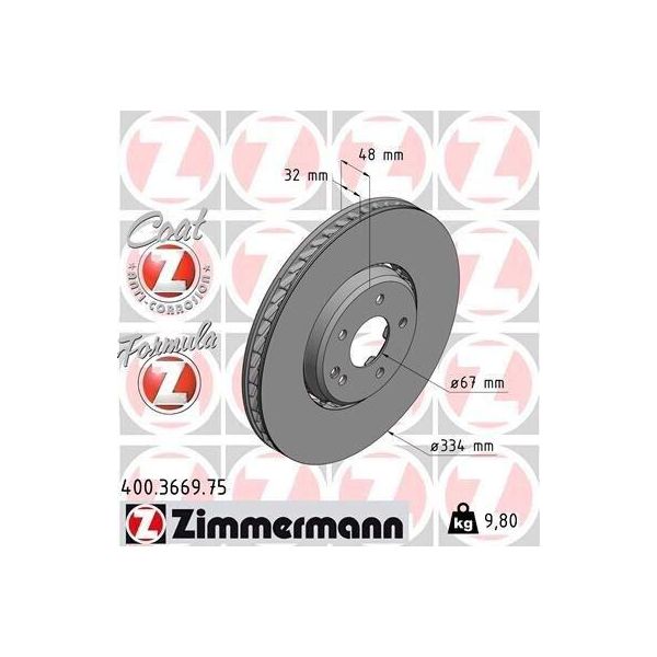 Zimmermann 400.3669.75 - Disco Freno Per Classe C (W202), Classe C (S202), Clk (C208), Clk (A208), Classe E (W210), Classe E (S210)-image