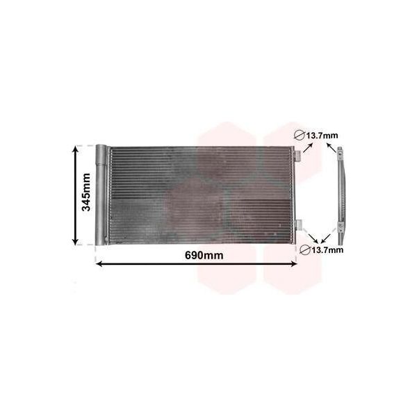 Van Wezel 06005414 - Oe 6453 9228 607 Condensatore Aria Condizionata Con Essiccatore Per R59, R61, R58, R60, R55, R57, R56-image