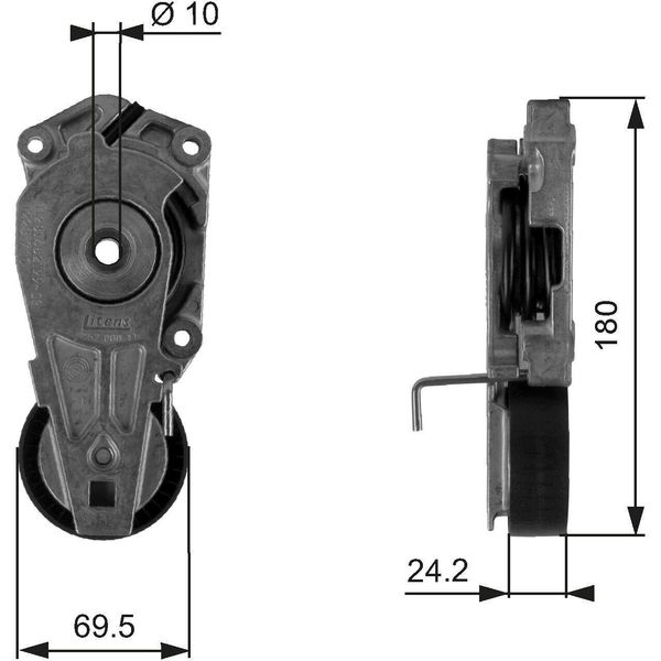 Gates T38405 - Puleggia Tenditore Oe 11281482199, Cinghia A V Per R52, R50, R53-image