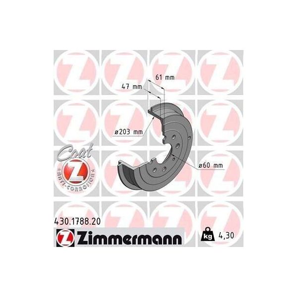 Zimmermann 430.1788.20 - Tamburo Del Freno Per Punto, Adam, Corsa D (S07)-image