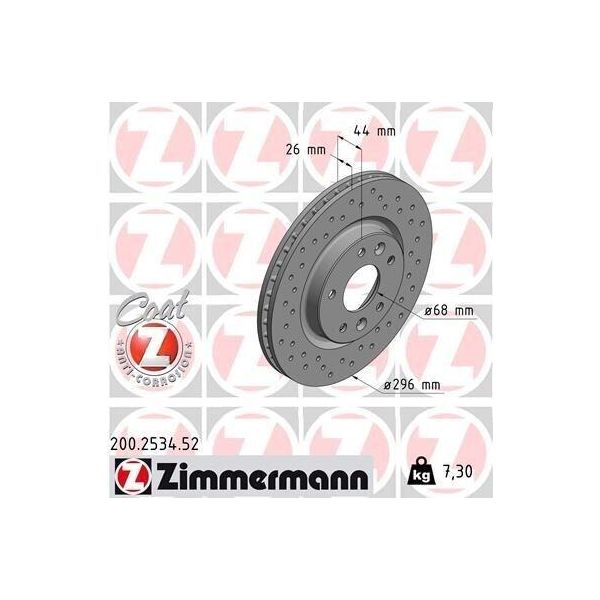 Zimmermann 200.2534.52 - Disco Freno Per Qashqai Ii (J11), X-Trail (T32), Kadjar (Ha, Hl), Koleos Ii (Hc)-image