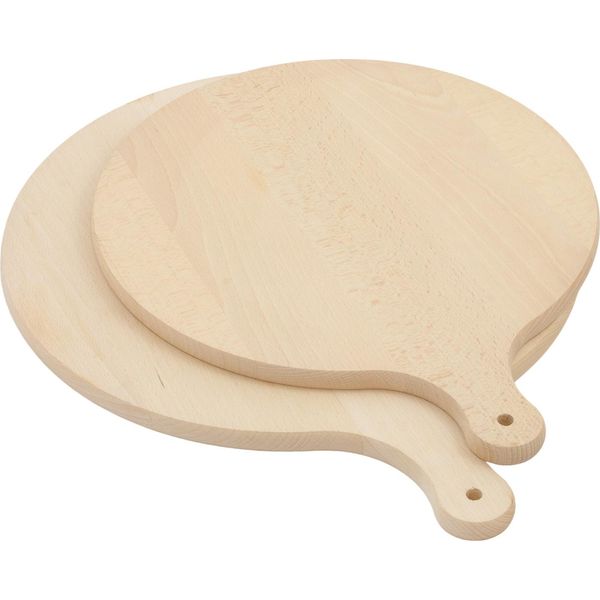 Tagliere Rotondo In Legno Con Manico 35Cm 40Cm Set Di 2 Taglieri In Legno Di Faggio.-image