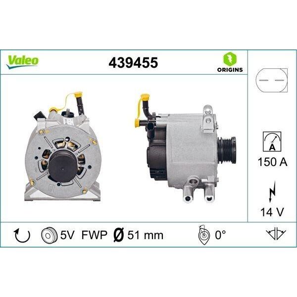 Valeo 439455 - Alternatore Oe 6681540102 Per Vaneo (414), Classe A (W169), Classe A (W168)-image