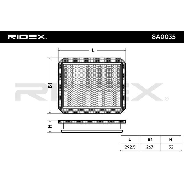 Ridex 8A0035 - Filtro Aria Oe 13271040 Per Astra H, Astra (A04), Zafira B-image
