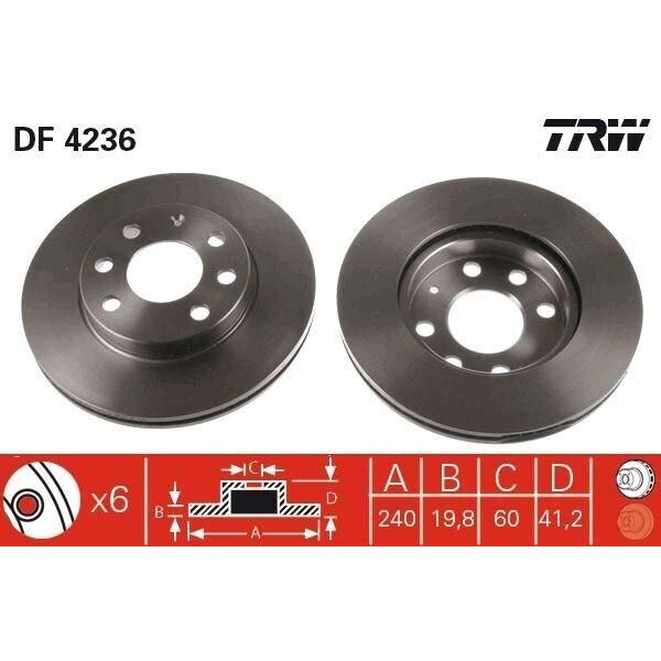 Trw DF4236 - Disco Freno Oe 9195985 Per Corsa C (X01)-image