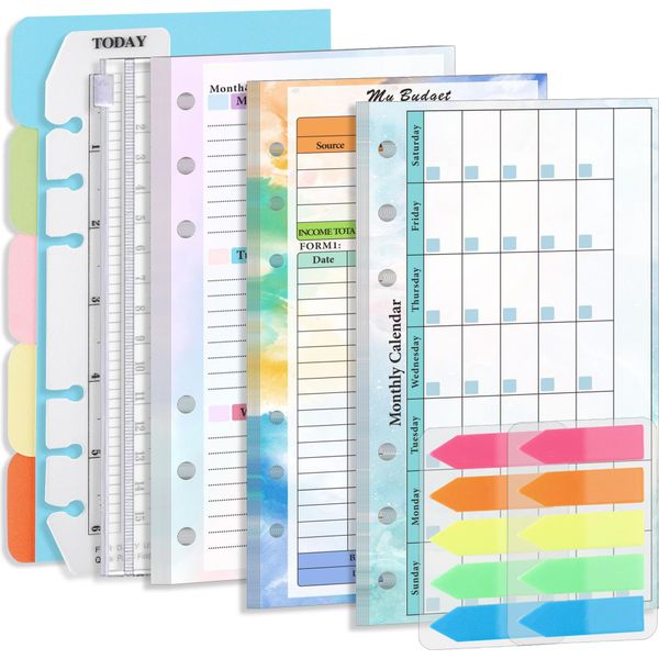 Inf Inserti Per Agenda A6, Inserti Per Raccoglitore Budget Con 7 Tasche, Carta Di Ricarica Per Agenda Finanziaria, Inserti Per Tracker Spese - Gradiente-image