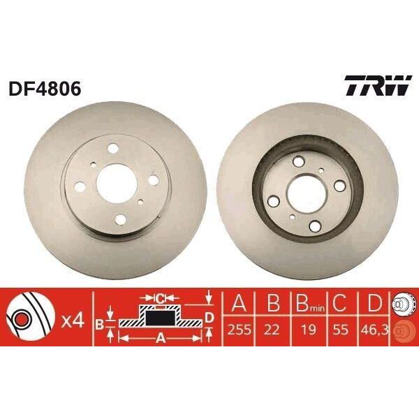 Trw DF4806 - Disco Freno Oe 43512 0D090 Per Yaris (P13), Yaris (P9)-image