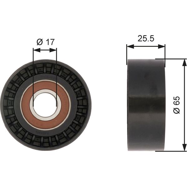 Gates T36394 - Puleggia Folle Oe 55195531, Cinghia Multipla Con Nervatura A V Per 159 (939)-image