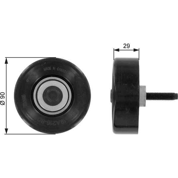 Gates T36089 - Puleggia Folle Oe 1079393, Cinghia A V Per Fiesta V, Focus (Daw, Dbw), Focus (Dnw), Focus (Dfw), Tourneo Connect, Transit Connect-image