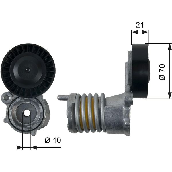 Gates T39157 - Oe 1374425 Puleggia Tenditore, Cinghia A V Per Focus Ii, V50 (545), S40 Ii (544), C70 Ii Cabriolet (542), C30 (533)-image