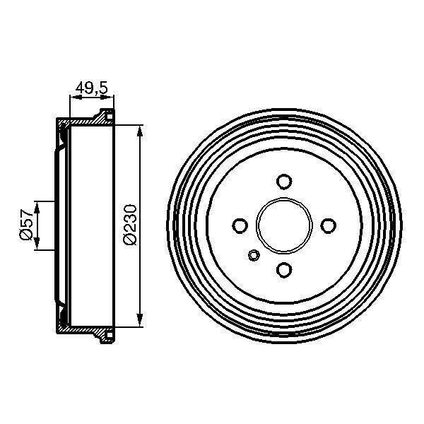 Bosch 0 986 477 100 - Tamburo Freno Oe 24 444 064 Per Astra G, Combo, Combo Tour, Vectra B (J96)-image