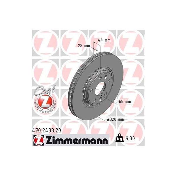 Zimmermann 470.2438.20 - Disco Freno Per Laguna Iii, Megane Iv, Clio Iv, Espace V (Jr), Grand Scenic Iii (Jz), Grand Scenic Iv (R9), Scenic Iv, Talisman-image