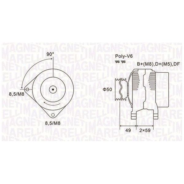 Magneti Marelli 063731147010 - Alternatore Per Movano (X70), Trafic Ii (El), Trafic Ii (Fl), Trafic Ii (Jl), Laguna Ii-image