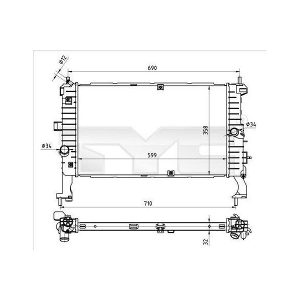Tyc 725-0049 - Radiatore Oe 1300260, Raffreddamento Motore Per Meriva (X03)-image