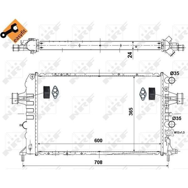 Nrf 58355 - Oe 1300258 Radiatore, Raffreddamento Motore Per Astra G, Astra (A04), Astra H, Zafira B, Zafira A-image