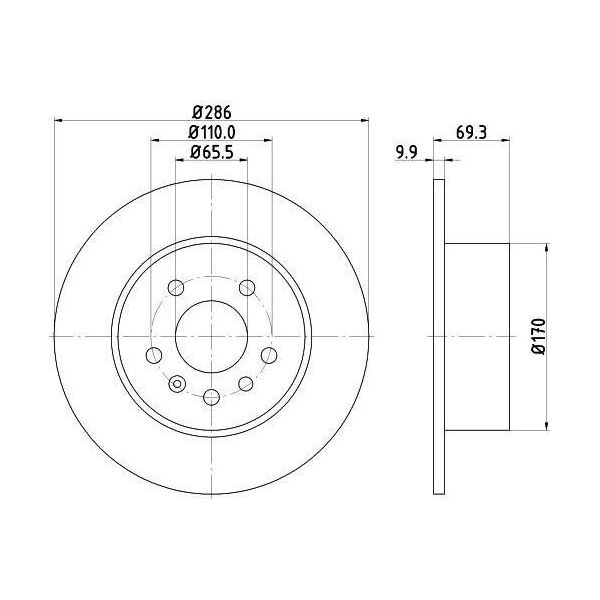 Hella 8DD 355 104-701 - Oe 0569118 Disco Freno Per Vectra B (J96)-image