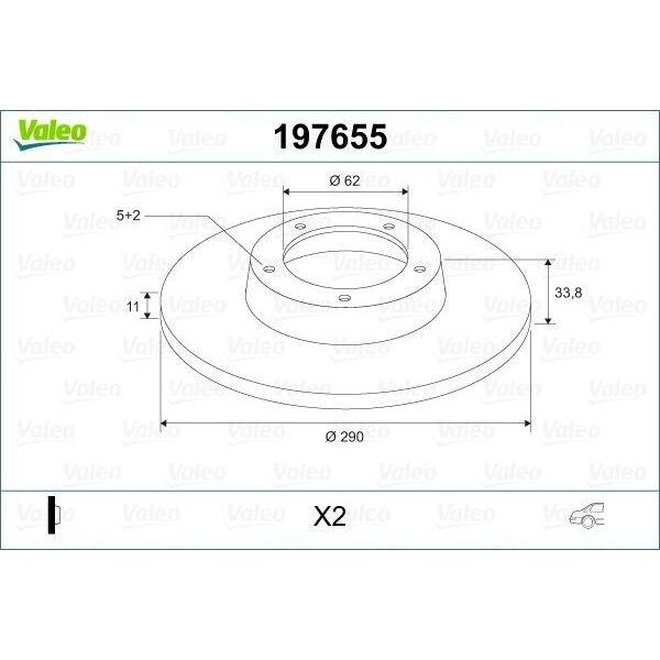 Valeo 197655 - Oe 42431 05070 Disco Freno, Asse Posteriore Per Avensis (T27)-image