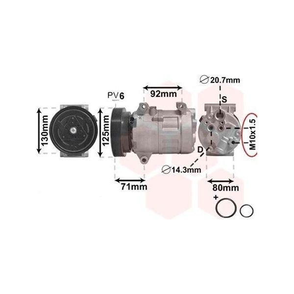 Van Wezel 4300K103 - Compressore Aria Condizionata Oe 8200050141 Per Megane Ii, Megane I, Grand Scenic Ii (Jm), Scenic Ii-image