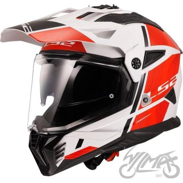 Casco Moto Xl LS2 MX702 Pioneer Ii Hill Bianco Rosso-image