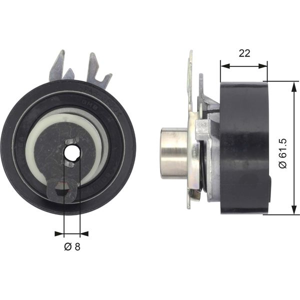 Gates T43046 - Oe 030109243D Puleggia Tenditore, Cinghia Di Distribuzione Per Arosa (6H), Cordoba (6K), Ibiza (6K), Inca (6K), Felicia (6U), Octavia I (1U), Polo (6N), Polo (6V), Polo Playa, Vento (1H), Caddy Ii (9K), Golf Iii (1H), Lupo (6E1, 6X1)-image