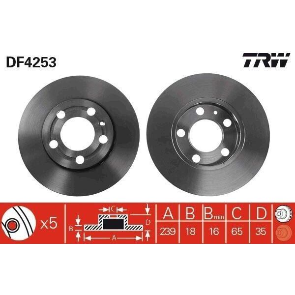 Trw DF4253 - Oe 6Q0 615 301 A Disco Freno Per Fabia Ii (54), Fabia I (6Y), Fox (5Z), Polo (9N)-image