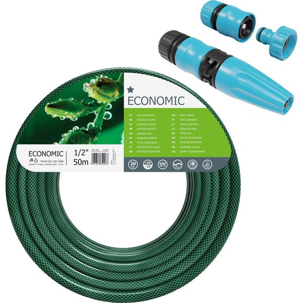 Cellfast Tubo Da Giardino Economico Da 1/2" 50M + Set Di Irrigatori Per Prato"-image