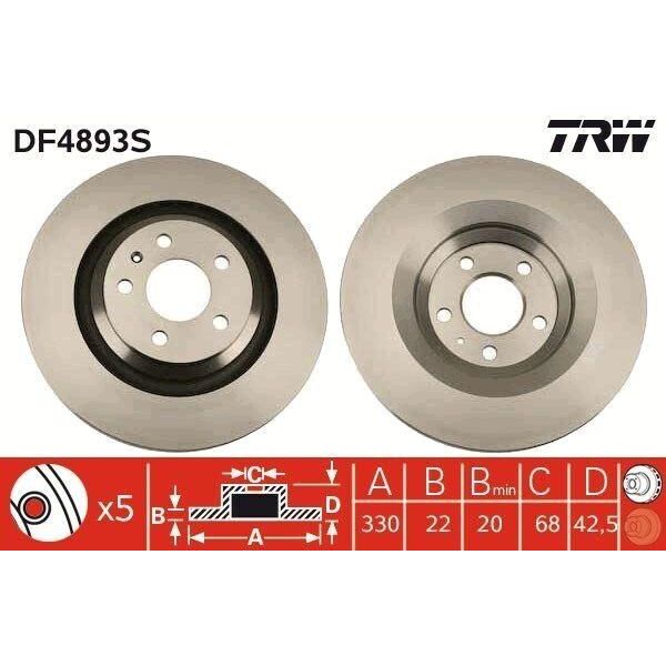 Trw DF4893S - Disco Freno Oe 4F0 615 601 B Per A6 (4F)-image