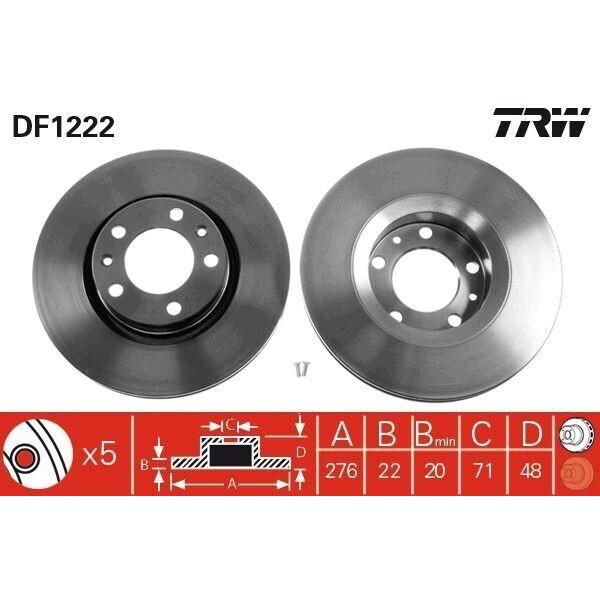 Trw DF1222 - Disco Freno Oe 95 661 812 Per 605 (6B)-image