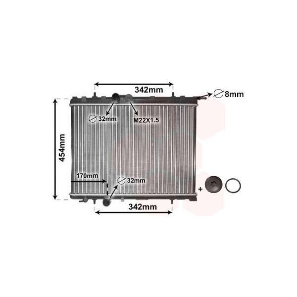 Van Wezel 40002189 - Oe 1330B3 Radiatore, Raffreddamento Motore Per 206 Cc (2D), 206 (2A/C), 206 Sw (2E/K), 206+-image