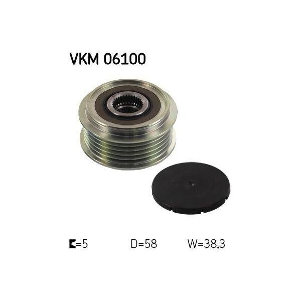 Skf Vkm 06100 - Puleggia Alternatore Oe 27060 27040 Per Avensis (T25), Avensis Verso (M2), Corolla (E12), Corolla Verso (E12), Previa (R3), Rav 4 Ii (A2)-image