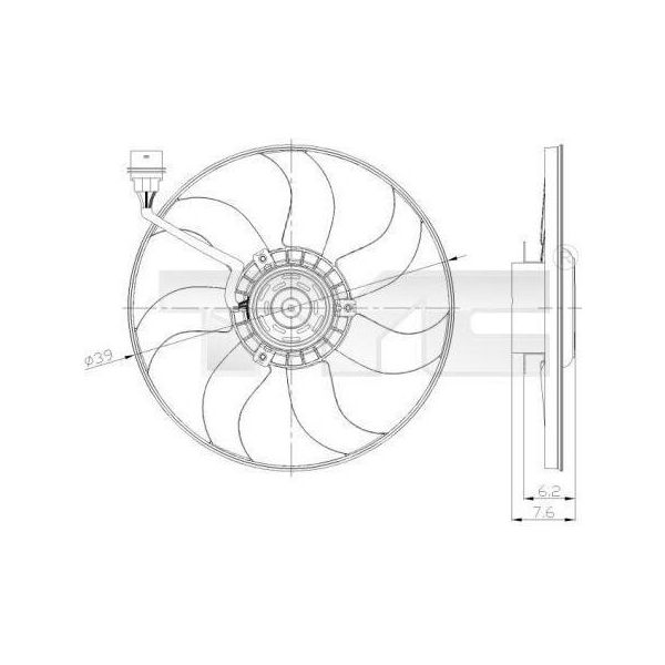 Tyc 837-0036 Ventola Radiatore Oe 6Q0959455AD Compatibile Con Cordoba, Ibiza, Toledo, Fabia, Rapid, Roomster, Fox, Polo 9N, Polo 6R-image