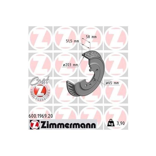 Zimmermann 600.1969.20 - Tamburo Del Freno Per Ibiza (Kj), Polo (AE1, AW1, BZ1)-image