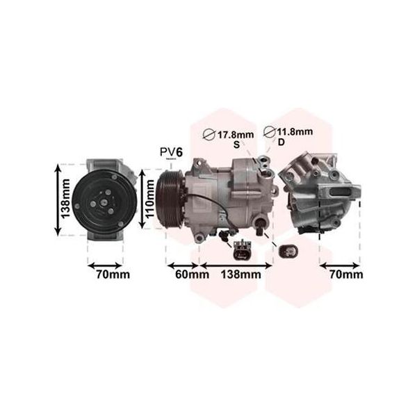 Van Wezel 3700K607 - Compressore Aria Condizionata Oe 1618427 Per Astra J, Cascada (W13), Zafira Tourer C-image