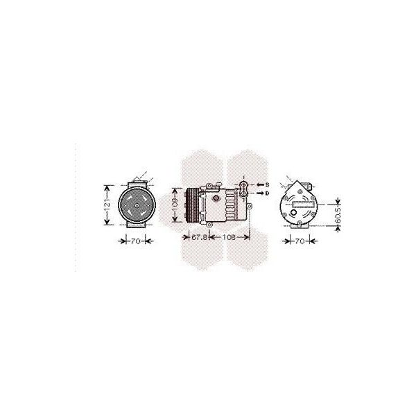Van Wezel 3700K377 - Compressore Aria Condizionata Oe 1854147 Per Combo, Combo Tour, Corsa C (X01), Meriva (X03)-image