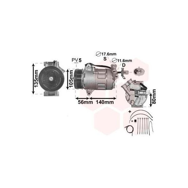 Van Wezel 3700K428 - Compressore Aria Condizionata Oe 13124750 Per Astra G, Astra H, Astra (A04), Zafira B-image