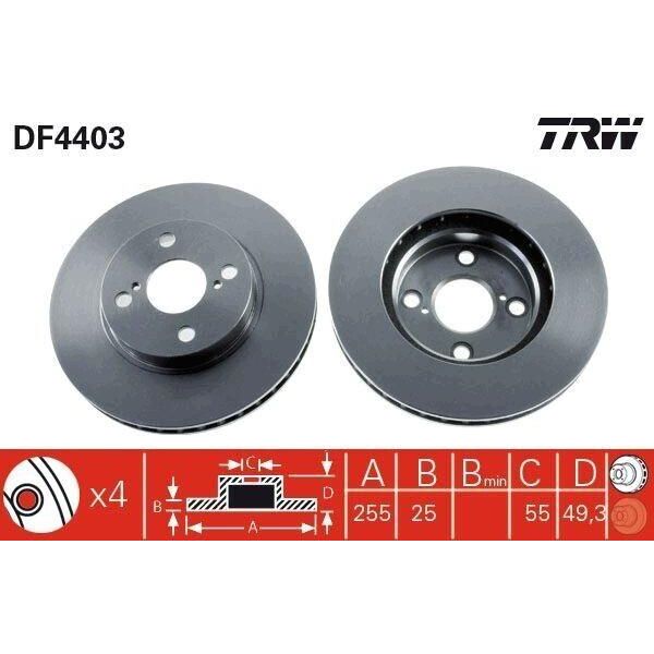Trw DF4403 - Oe 43512 12621 Disco Freno Per Corolla (E12), Corolla Verso (E12)-image