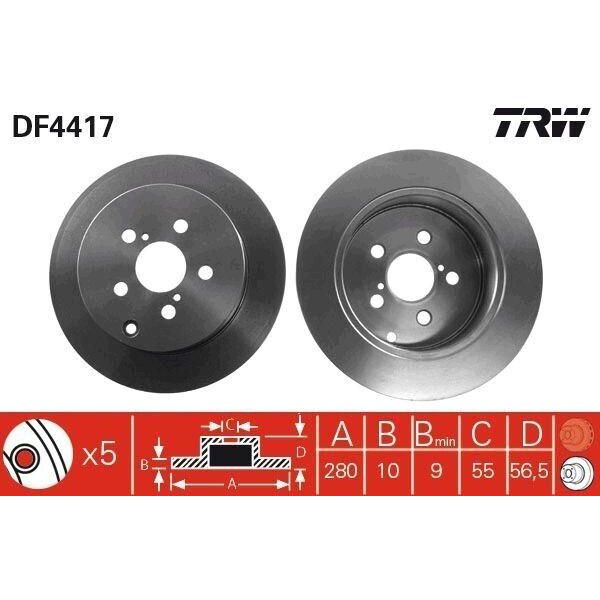 Trw DF4417 - Disco Freno Oe 42431 05060 Per Avensis (T25)-image