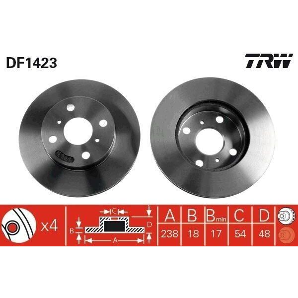 Trw DF1423 - Oe 43512 12490 Disco Freno Per Corolla (E10), Corolla (E11)-image