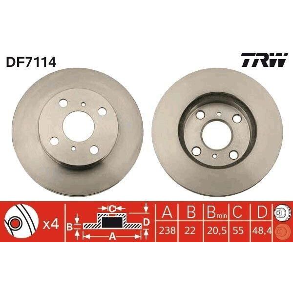 Trw DF7114 - Disco Freno Oe 43512 12590 Per Corolla (E10), Corolla (E11)-image