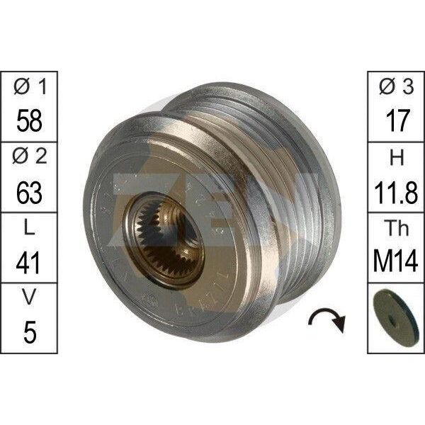 Era ZN5424 - Puleggia Alternatore Oe 27415 27011 Per Avensis (T25), Avensis Verso (M2), Corolla (E12), Corolla Verso (E12), Previa (R3), Rav 4 Ii (A2)-image
