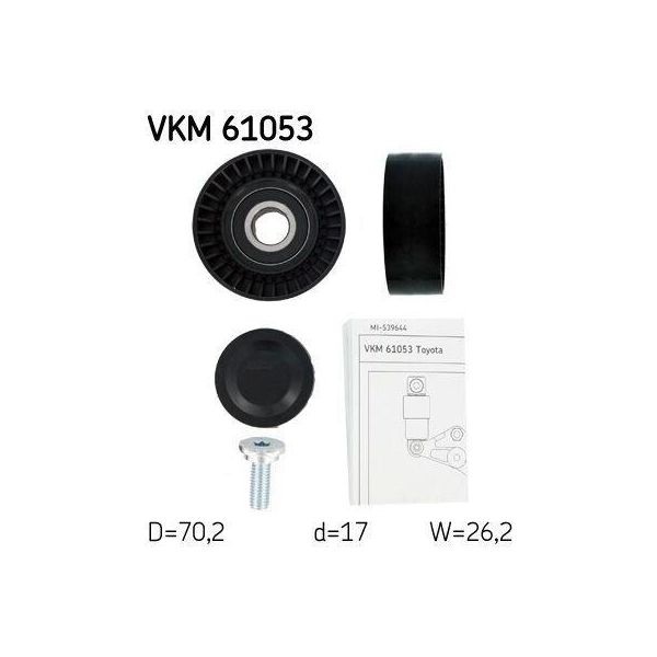Skf Vkm 61053 Rullo Di Rinvio/Guida, Cinghia Trapezoidale Dentata Oe 1662022013 (Puleggia) Compatibile Con Auris, Avensis, Celica, Corolla, Mr 2, Rav 4-image