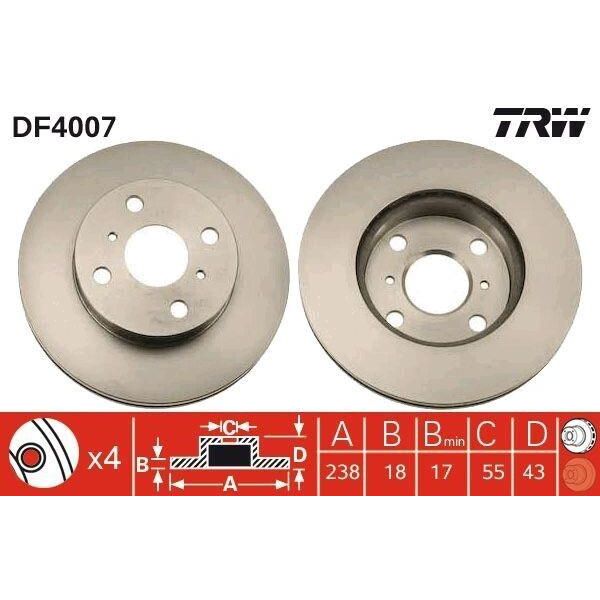 Trw DF4007 - Disco Freno Oe 43512 16070 Per Starlet (P9)-image