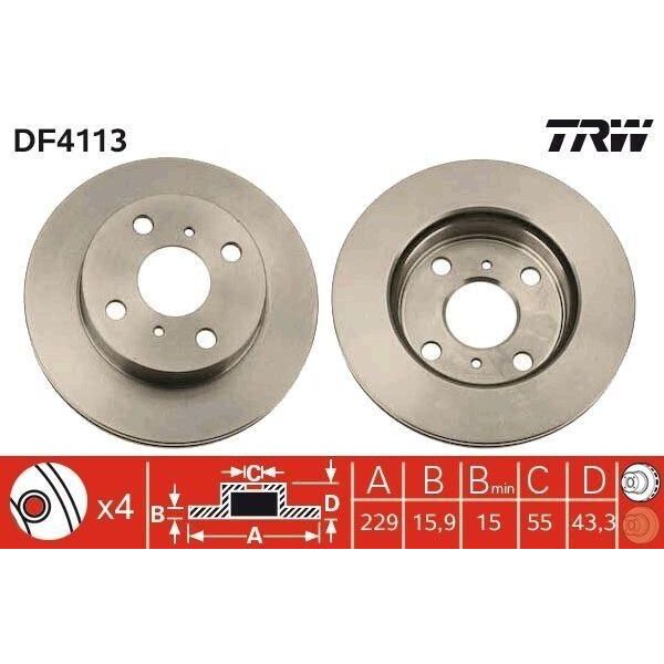 Trw DF4113 - Disco Freno Oe 43512 10160 Per Starlet (P9)-image