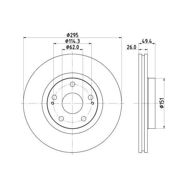 Hella 8DD 355 114-671 - Disco Freno Oe 4351205080 Per Avensis (T25), Corolla Verso (E12)-image