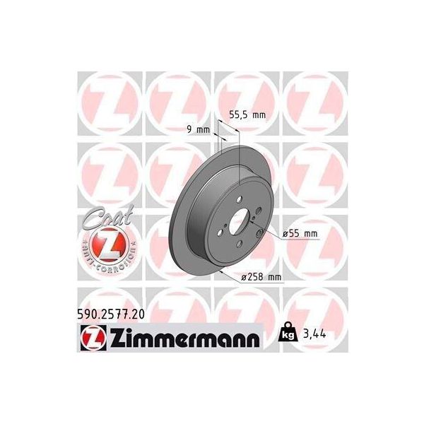 Zimmermann 590.2577.20 - Disco Freno Per Corolla (E12), Corolla Verso (E12)-image