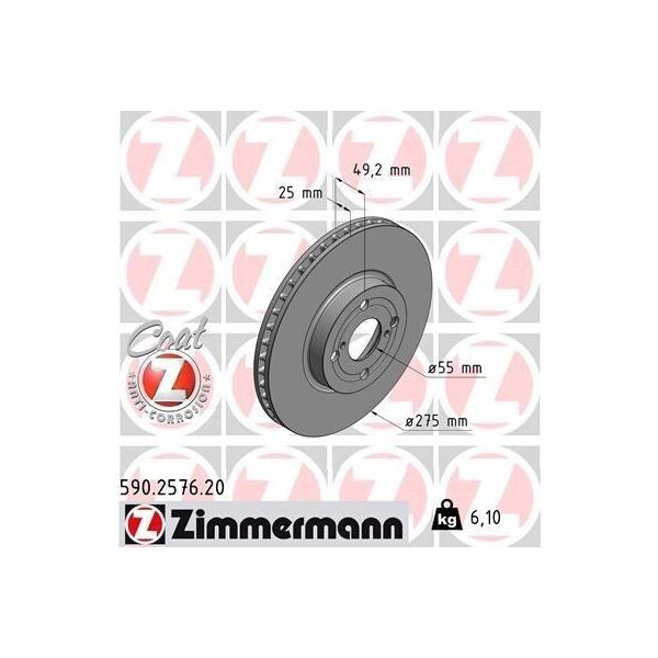 Zimmermann 590.2576.20 - Disco Freno Per Corolla (E11), Corolla (E12), Corolla Verso (E12)-image