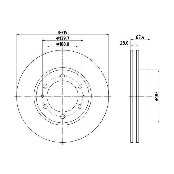 Hella 8DD 355 126-771 - Disco Freno Oe 435120K090 Per Hilux-image