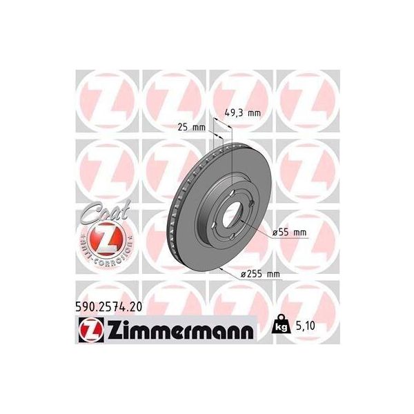 Zimmermann 590.2574.20 - Disco Freno Per Corolla (E12), Corolla Verso (E12)-image