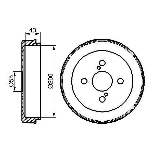 Bosch 0 986 477 138 - Oe 42431 52021 Tamburo Del Freno Per Yaris (P1), Yaris Verso (P2)-image
